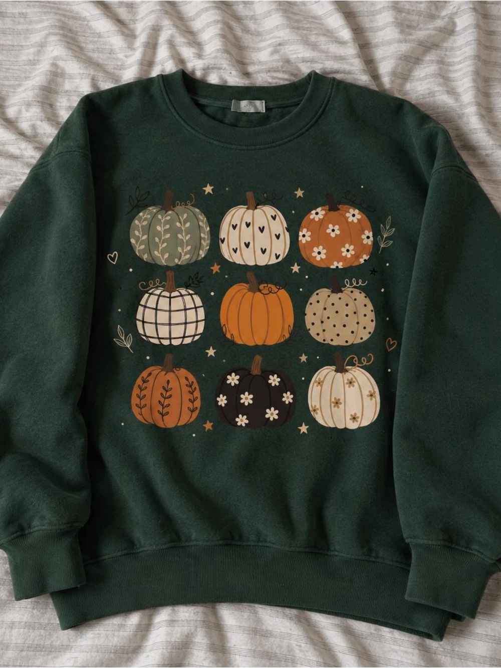 Forest Green Pumpkins Boho Sweatshirt - Halloween